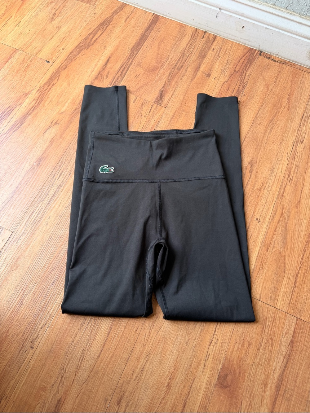 Lacoste Black Girls' High-Waist Logo Leggings